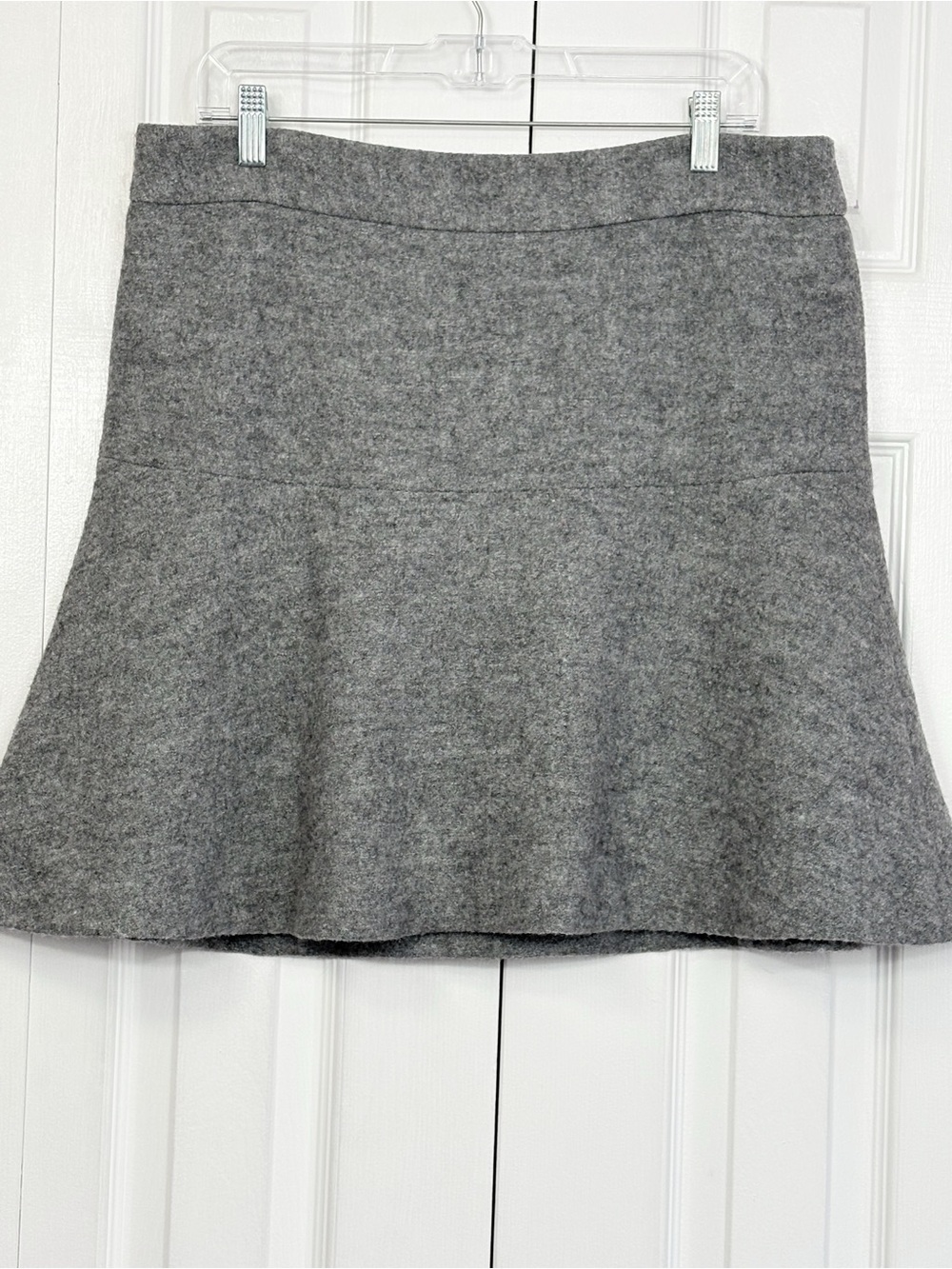 Ann Taylor Gray Boiled Wool Blend Flouncy Fit & Flare A-Line Skirt 12